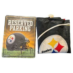 Pittsburgh Steelers Champions Flag BannerSuper Bowl XL and Reserved Parking Sign
